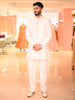 Pastel Pink Floral Vine Thread Embroidered Design Jacquard Men's Sherwani Suit with Matching Pant