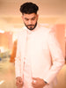 Pastel Pink Floral Vine Thread Embroidered Design Jacquard Men's Sherwani Suit with Matching Pant
