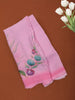 Pastel Pink Minimal Floral Printed Chiffon Saree with Ombre Border
