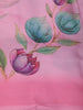 Pastel Pink Minimal Floral Printed Chiffon Saree with Ombre Border