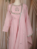 Pastel Pink Mirror Embroidered Design Pure Cotton Long Anarkali Gown with Matching Dupatta