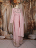 Pastel Pink Mirror Embroidered Design Pure Cotton Long Anarkali Gown with Matching Dupatta