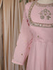 Pastel Pink Mirror Embroidered Design Pure Cotton Long Anarkali Gown with Matching Dupatta