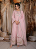 Pastel Pink Mirror Embroidered Design Pure Cotton Long Anarkali Gown with Matching Dupatta