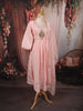 Pastel Pink Peacock Motif Sequins Embroidered Design Pure Cotton Anarkali Salwar Suit with Matching Dupatta