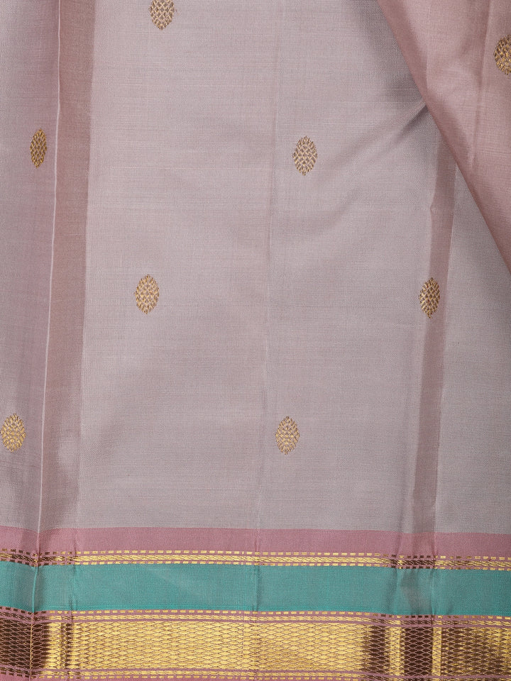 Pastel Pink Woven Butta Design Pure Kanchipuram Silk Saree - Diadem