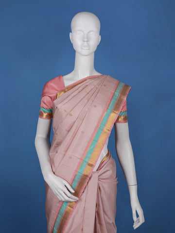 Pastel Pink Woven Butta Design Pure Kanchipuram Silk Saree - Diadem