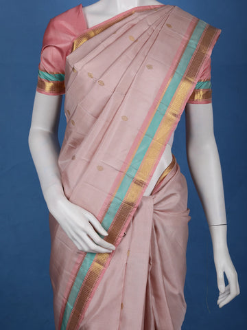 Pastel Pink Woven Butta Design Pure Kanchipuram Silk Saree - Diadem