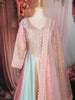 Pastel Pink and Multi-Shade Sequins Embroidered Satin Anarkali Gown with Dupatta