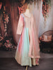 Pastel Pink and Multi-Shade Sequins Embroidered Satin Anarkali Gown with Dupatta