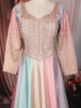Pastel Pink and Multi-Shade Sequins Embroidered Satin Anarkali Gown with Dupatta