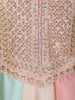 Pastel Pink and Multi-Shade Sequins Embroidered Satin Anarkali Gown with Dupatta