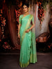 Pastel Pista Green Circle Butta Zari Woven Design Pure Kanchipuram Silk Saree with Zari Border