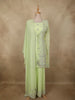Pastel Pistachio Green Sequins and Beads Embroidered Design Georgette Sharara Suit with Over Coat