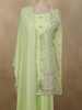 Pastel Pistachio Green Sequins and Beads Embroidered Design Georgette Sharara Suit with Over Coat