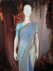 Pastel Powder Blue Diagonal Sequins and Silver Embellished Design Satin Designer Saree with Stone Work Border