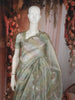 Pastel Sage Green Floral Butta Zari Embroidered Design Pure Organza Saree with Scalloped Border