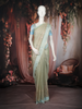 Pastel Sage Green Floral Design Tissue Saree