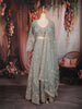 Pastel Sage Green Floral Sequins And Beads Embroidered Design Net Lehenga With Net Dupatta