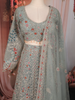 Pastel Sage Green Floral Sequins And Beads Embroidered Design Net Lehenga With Net Dupatta