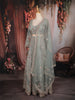 Pastel Sage Green Floral Sequins And Beads Embroidered Design Net Lehenga With Net Dupatta