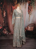 Pastel Sage Green Floral Sequins And Beads Embroidered Design Net Lehenga With Net Dupatta