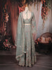 Pastel Sage Green Floral Sequins And Beads Embroidered Design Net Lehenga With Net Dupatta