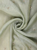 Pastel Sage Green Floral Sequins Embroidered Tissue Saree