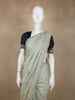 Pastel Sage Green Floral Sequins Embroidered Tissue Saree