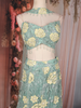 Pastel Sage Green Floral Sequins and Beads Embroidered Mermaid Net Lehenga Set with Choker Dupatta
