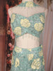 Pastel Sage Green Floral Sequins and Beads Embroidered Mermaid Net Lehenga Set with Choker Dupatta