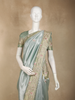 Pastel Sage Green Floral Sequins and Thread Embroidered Design Tissue Designer Saree