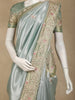 Pastel Sage Green Floral Sequins and Thread Embroidered Design Tissue Designer Saree