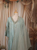Pastel Blue Mirror Embroidered Design Tissue Silk Straight Cut Salwar Suit with Matching Dupatta