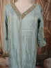 Pastel Blue Mirror Embroidered Design Tissue Silk Straight Cut Salwar Suit with Matching Dupatta