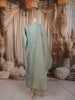 Pastel Blue Mirror Embroidered Design Tissue Silk Straight Cut Salwar Suit with Matching Dupatta