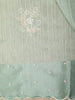 Pastel Sage Green Solid Design Tussar Saree with Scallop Embroidered Border