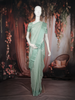 Pastel Sage Green Solid Design Tussar Saree with Scallop Embroidered Border