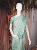 Pastel Sage Green Solid Design Tussar Saree with Scallop Embroidered Border