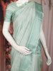 Pastel Sage Green Solid Design Tussar Saree with Scallop Embroidered Border