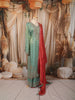 Pastel Sea Green Butta Sequins and Beads Embroidered Design Tissue Silk Palazzo Suit with Contrast Dupatta