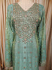 Pastel Sea Green Butta Sequins and Beads Embroidered Design Tissue Silk Palazzo Suit with Contrast Dupatta