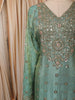 Pastel Sea Green Butta Sequins and Beads Embroidered Design Tissue Silk Palazzo Suit with Contrast Dupatta