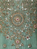 Pastel Sea Green Butta Sequins and Beads Embroidered Design Tissue Silk Palazzo Suit with Contrast Dupatta