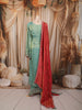 Pastel Sea Green Butta Sequins and Beads Embroidered Design Tissue Silk Palazzo Suit with Contrast Dupatta