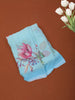 Pastel Sky Blue Floral Printed Chiffon Saree with Ombre Border
