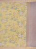 Pastel Yellow Floral Printed Chanderi Cotton Saree with Zari Woven Border