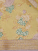 Pastel Yellow Floral Printed Chanderi Cotton Saree with Zari Woven Border