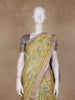 Pastel Yellow Floral Printed Chanderi Cotton Saree with Zari Woven Border