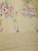 Pastel Yellow Floral Printed Design Pure Tussar Saree with Designer Border